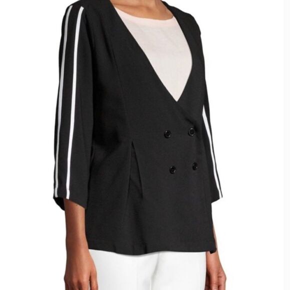 DOUBLE Breasted Cut Blazer XL oversized
Black w White Side Stripe NWT - Picture 3 of 6